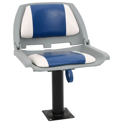 Set Sedile per Barca Pieghevole 4 pz Blu e Bianco 48x51x41 cm