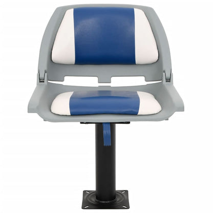 Set Sedile per Barca Pieghevole 4 pz Blu e Bianco 48x51x41 cm
