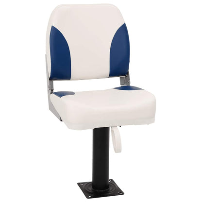Set Sedile per Barca Pieghevole 2pz Blu e Bianco 41x36x48 cm