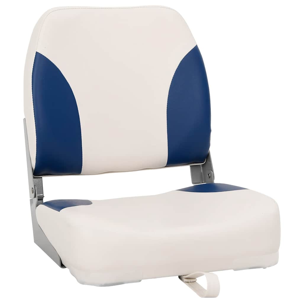 Set Sedile per Barca Pieghevole 2pz Blu e Bianco 41x36x48 cm