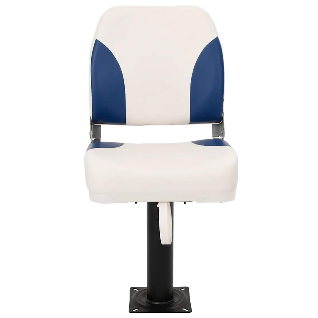Set Sedile per Barca Pieghevole 2pz Blu e Bianco 41x36x48 cm
