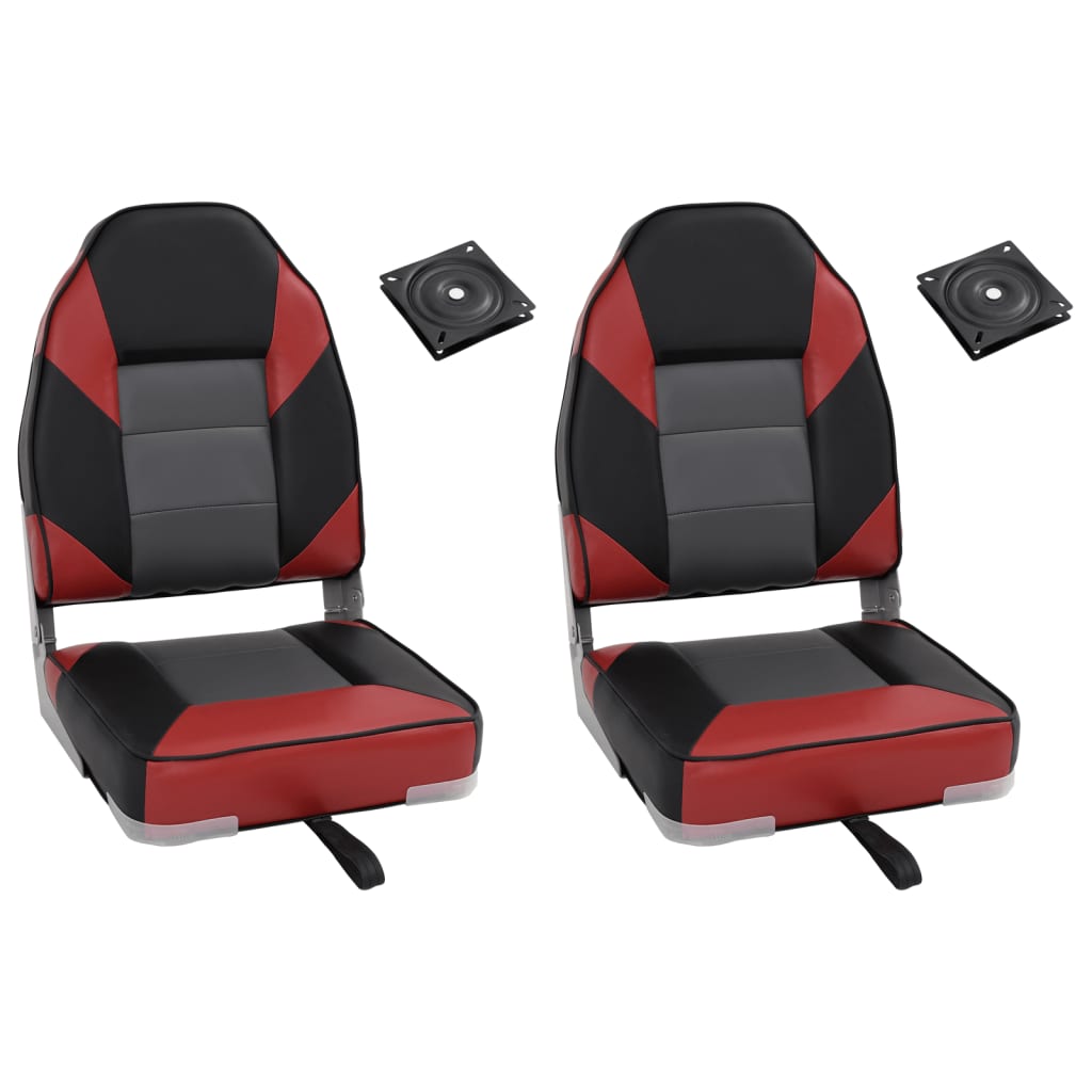 Set Sedile da Barca Pieghevole 4 pz con Schienale Alto