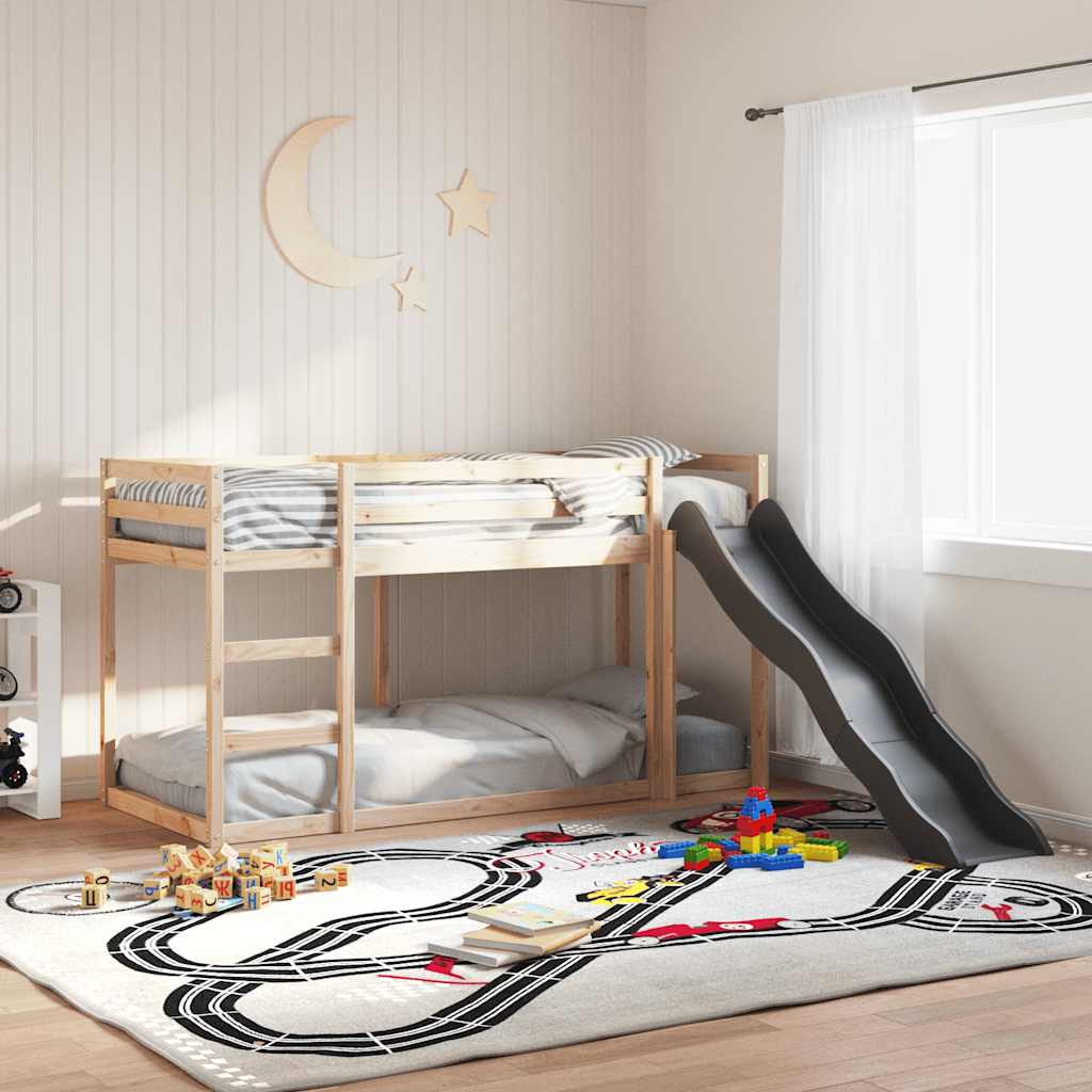 Letto a Castello Scivolo e Scala 90x200 cm Legno Massello Pino