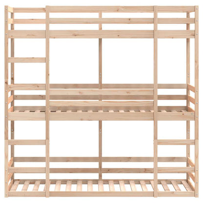 Letto a Castello Triplo 80x200 cm in Legno Massello di Pino