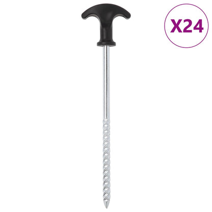 Picchetti per Tenda 24 pz 20 cm Ã˜7 mm in Acciaio Zincato
