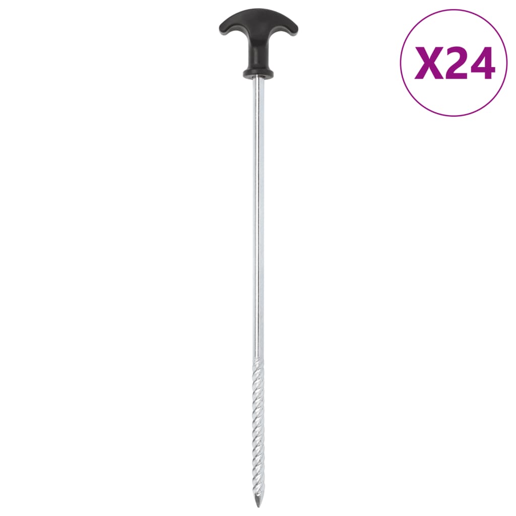 Picchetti per Tenda 24 pz 30 cm Ã˜7 mm in Acciaio Zincato