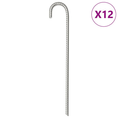Picchetti per Tenda 12 pz 37 cm ÃƒËœ10 mm in Acciaio Zincato