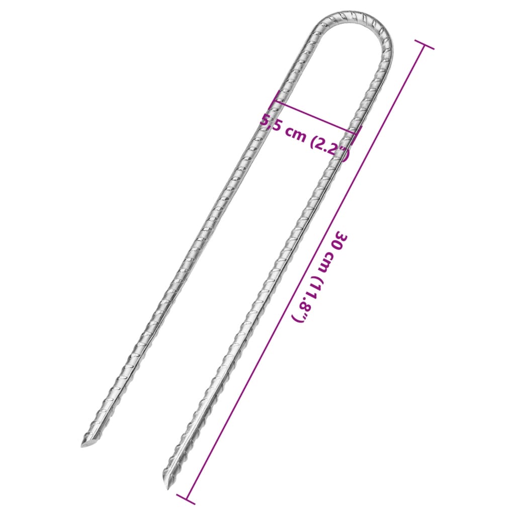 Picchetti Tenda 12 pz a Forma di U 30 cm ÃƒËœ7 mm Acciaio Zincato