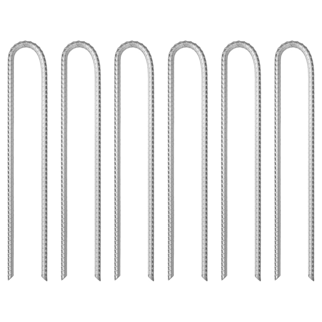 Picchetti Tenda 6 pz a Forma di U 37 cm ÃƒËœ10 mm Acciaio Zincato
