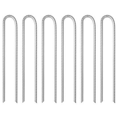 Picchetti Tenda 6 pz a Forma di U 37 cm ÃƒËœ10 mm Acciaio Zincato