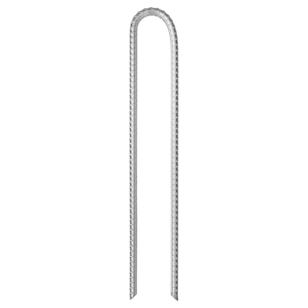 Picchetti Tenda 6 pz a Forma di U 37 cm ÃƒËœ10 mm Acciaio Zincato
