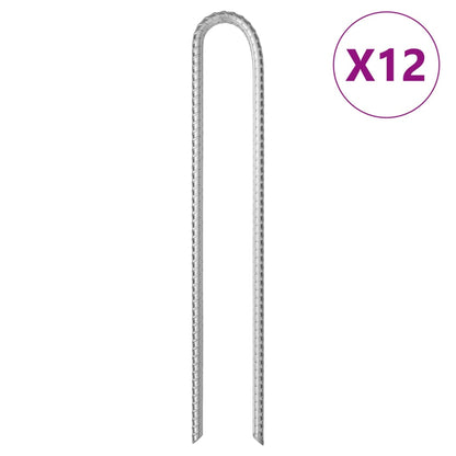 Picchetti Tenda 12 pz a Forma di U 37 cm ÃƒËœ10 mm Acciaio Zincato