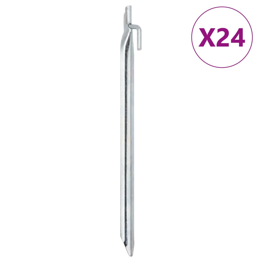 Picchetti Tenda 24 pz Forma di V 29,5 cm Ã˜20 mm Acciaio Zincato