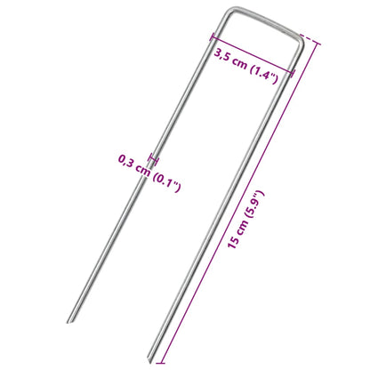 Picchetti da Terra a Forma di U 50 pz 15x3,5 cm Acciaio Zincato
