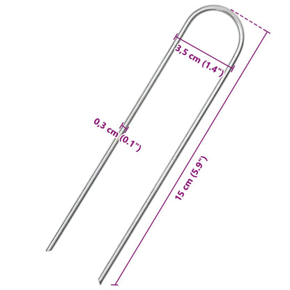 Picchetti da Terra a Forma di U 25pz 15x3,5 cm Acciaio Zincato