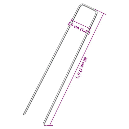 Picchetti da Terra a Forma di U 50 pz 20x3,5 cm Acciaio Zincato