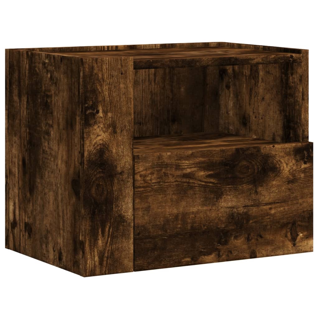 Comodini a Muro 2 pz Rovere Fumo 45x30x35 cm