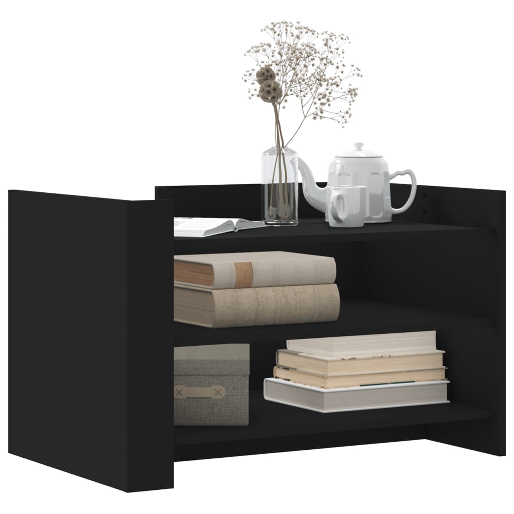 Tavolino da Salotto Nero 80x50x50 cm in Legno Multistrato