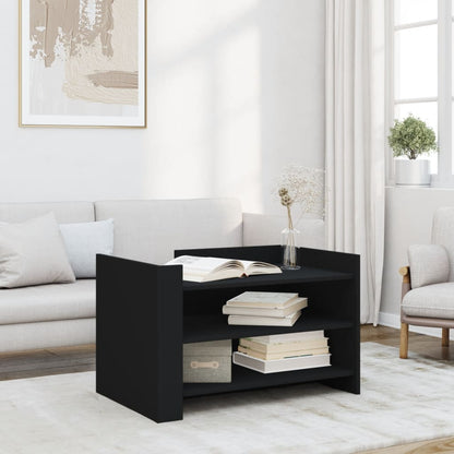 Tavolino da Salotto Nero 80x50x50 cm in Legno Multistrato