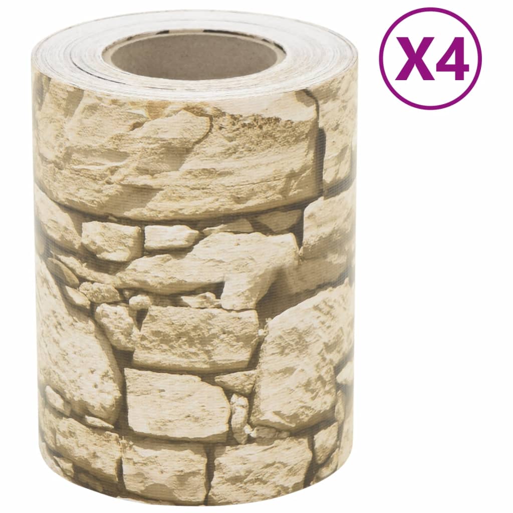 Paravento Giardino 4 pz Aspetto Pietra Grigio 35x0,19 cm in PVC