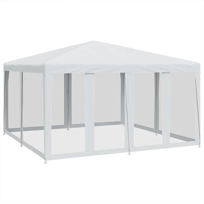 Tenda per Feste con 8 Pareti Laterali in Rete Bianco 4x4 m HDPE