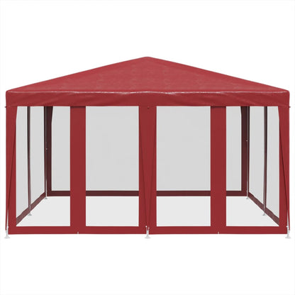 Tenda per Feste con 8 Pareti Laterali in Rete Rossa 4x4 m HDPE