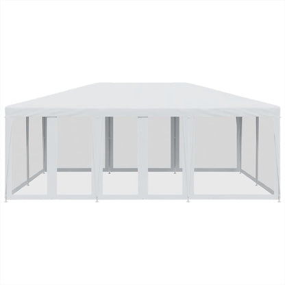 Tenda per Feste con 10 Pareti Laterali in Rete Bianca 6x4m HDPE