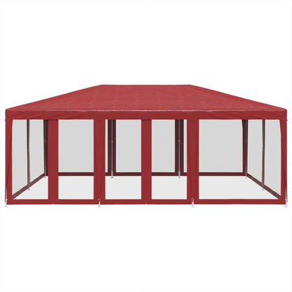 Tenda per Feste con 10 Pareti Laterali in Rete Rossa 6x4 m HDPE