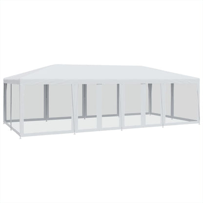 Tenda per Feste con 12 Pareti Laterali in Rete Bianco 8x4m HDPE