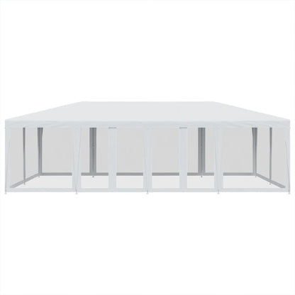 Tenda per Feste con 12 Pareti Laterali in Rete Bianco 8x4m HDPE