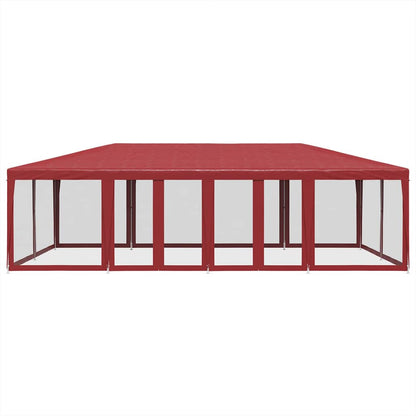 Tenda per Feste con 12 Pareti Laterali in Rete Rossa 8x4 m HDPE