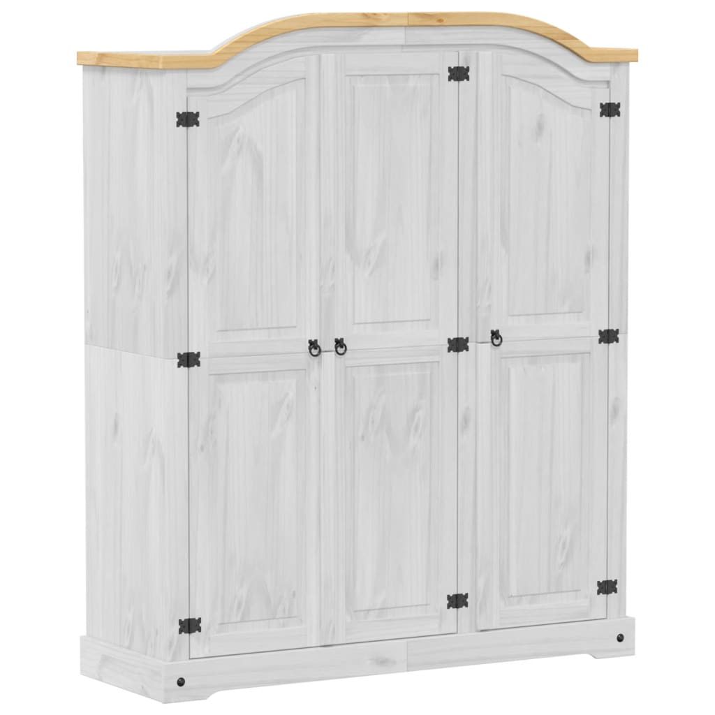 Armadio Corona Bianco 151,5x52x186 cm in Legno Massello di Pino