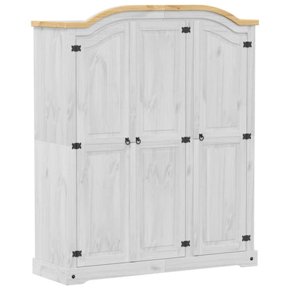 Armadio Corona Bianco 151,5x52x186 cm in Legno Massello di Pino
