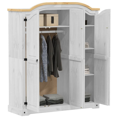 Armadio Corona Bianco 151,5x52x186 cm in Legno Massello di Pino