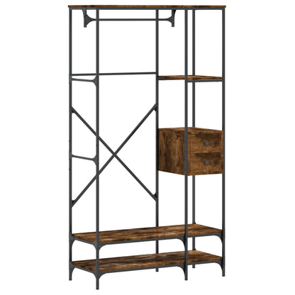 Appendiabiti con Scaffali Rovere Fumo in Legno Multistrato