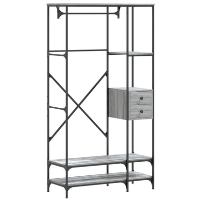 Appendiabiti con Scaffali Grigio Sonoma in Legno Multistrato
