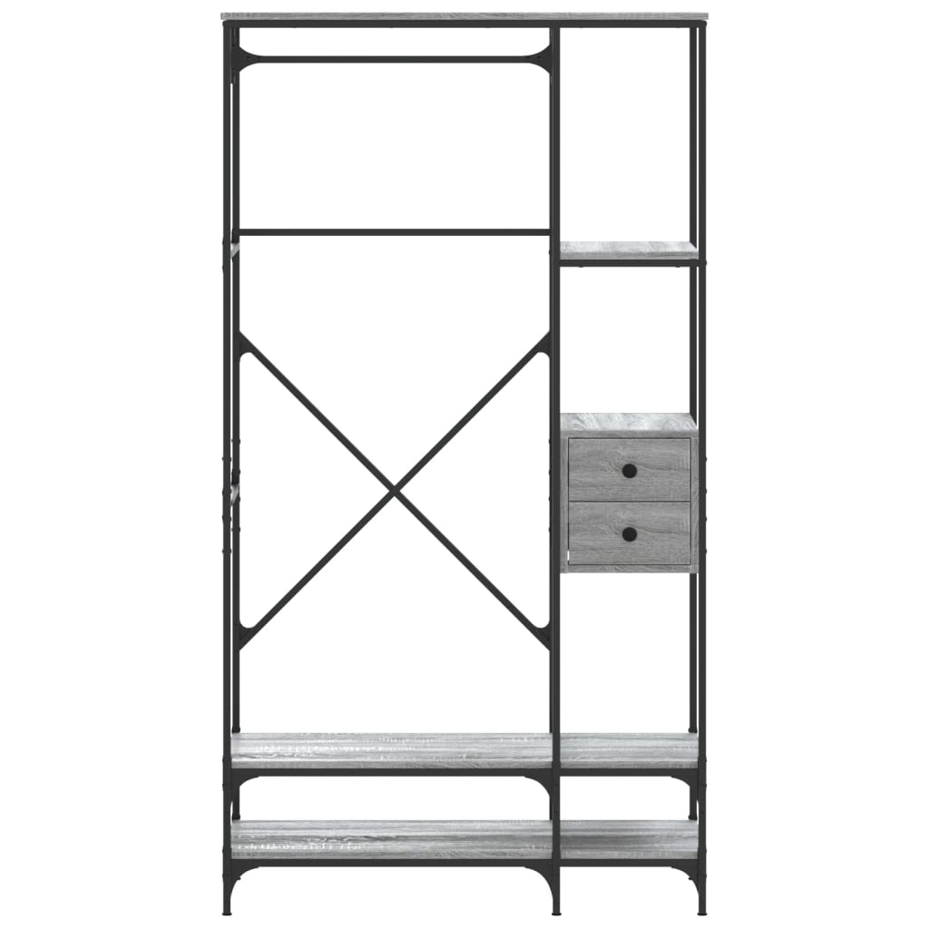 Appendiabiti con Scaffali Grigio Sonoma in Legno Multistrato