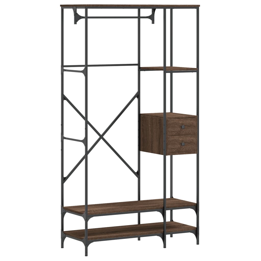 Appendiabiti con Scaffali Rovere Marrone in Legno Multistrato