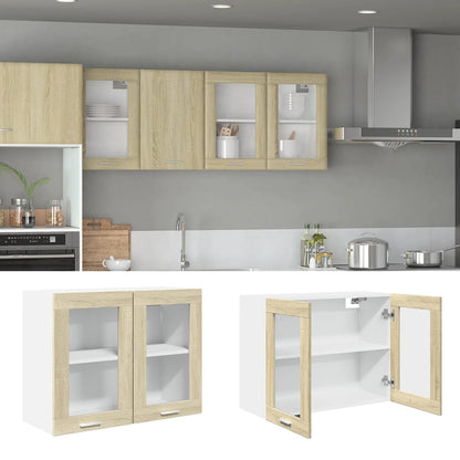 Mobile Pensile Vetro Rovere Sonoma 80x31x60cm Legno Multistrato