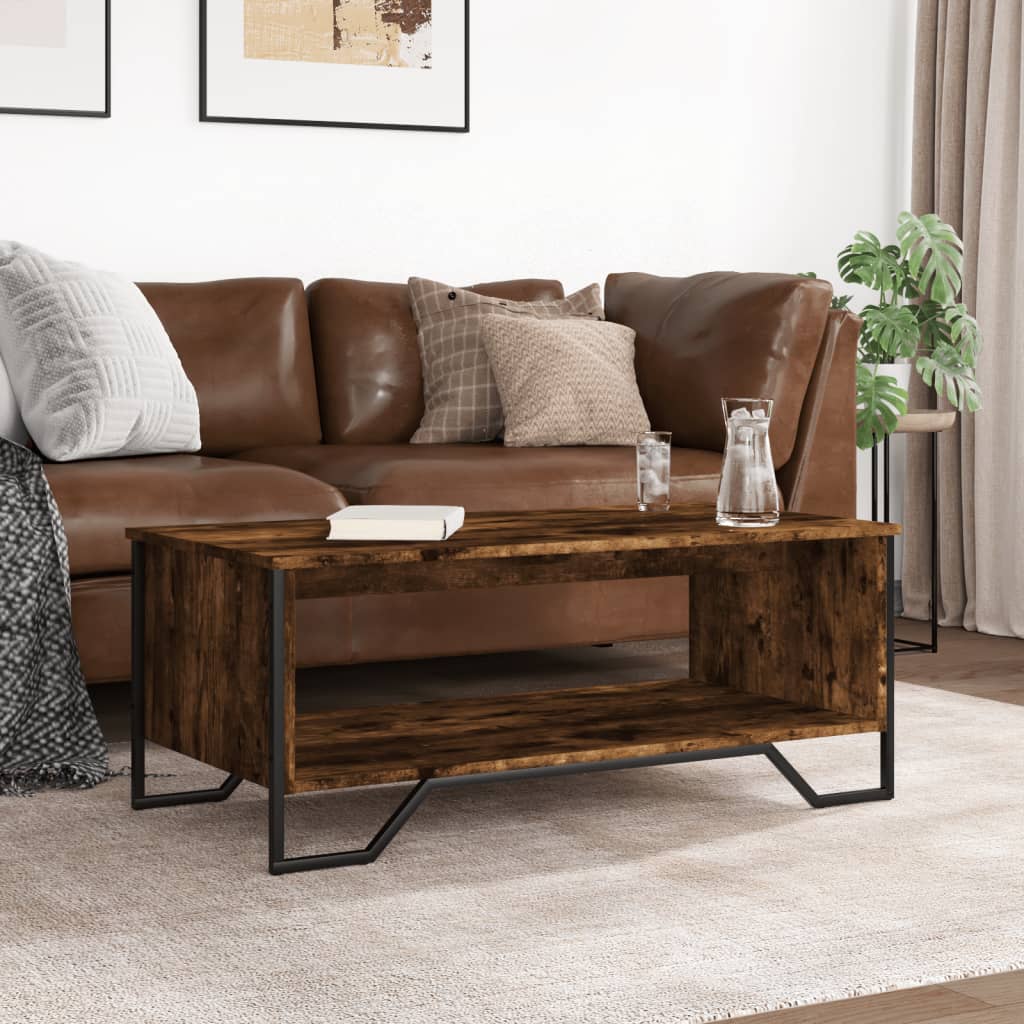 Tavolino da Salotto Rovere Fumo 100x51x40 cm Legno Multistrato