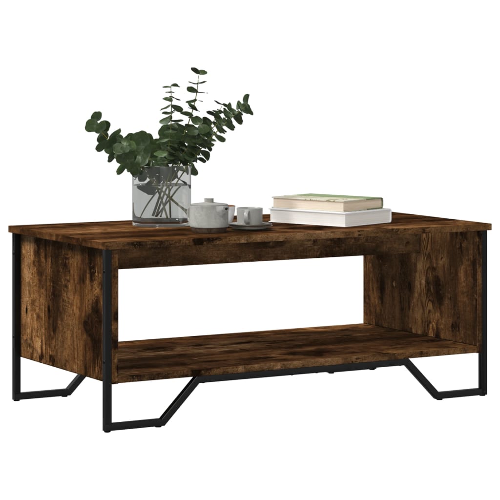 Tavolino da Salotto Rovere Fumo 100x51x40 cm Legno Multistrato