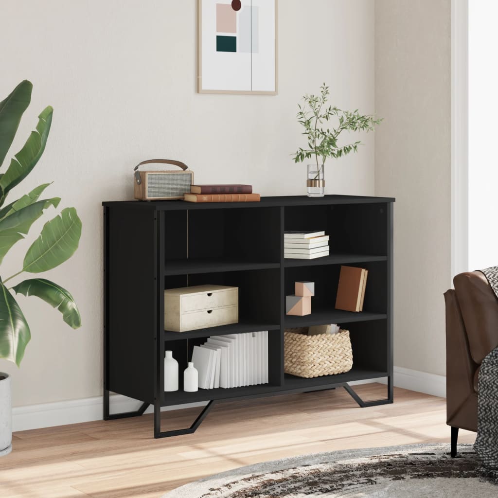 Credenza Nera 101x35,5x74,5 cm in Legno Multistrato