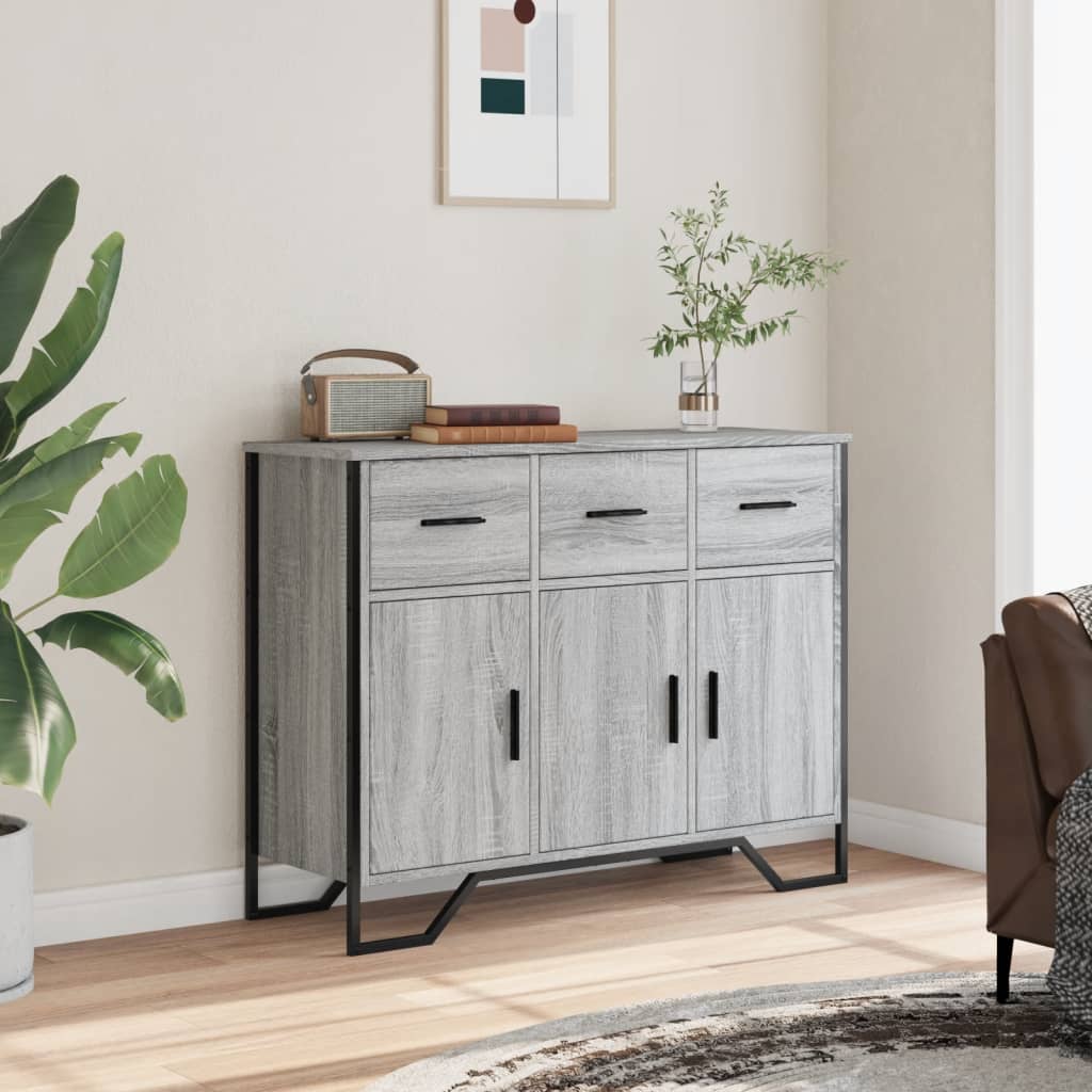 Credenza Grigio Sonoma 97x32,5x74,5 cm in Legno Multistrato