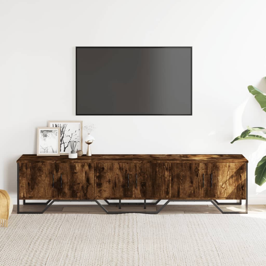 Mobile Porta TV Rovere Fumo 180x34x41 cm in Legno Multistrato