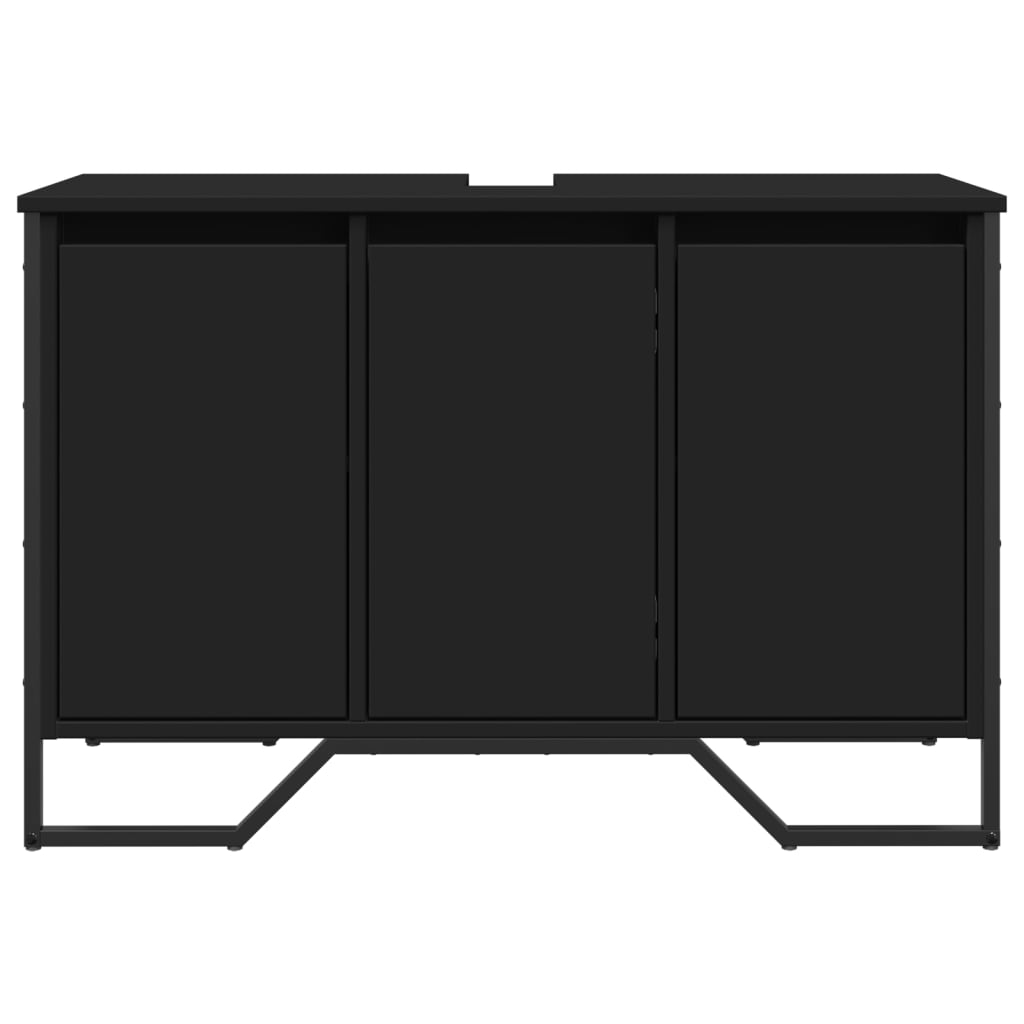 Mobile Lavabo Bagno Nero 91x35x60 cm in Truciolato