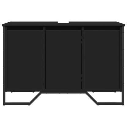 Mobile Lavabo Bagno Nero 91x35x60 cm in Truciolato