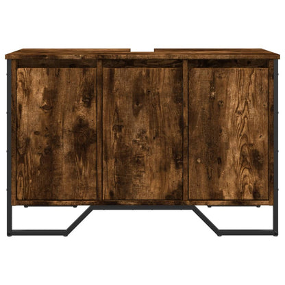 Mobile Lavabo Bagno Rovere Fumo 91x35x60 cm in Truciolato