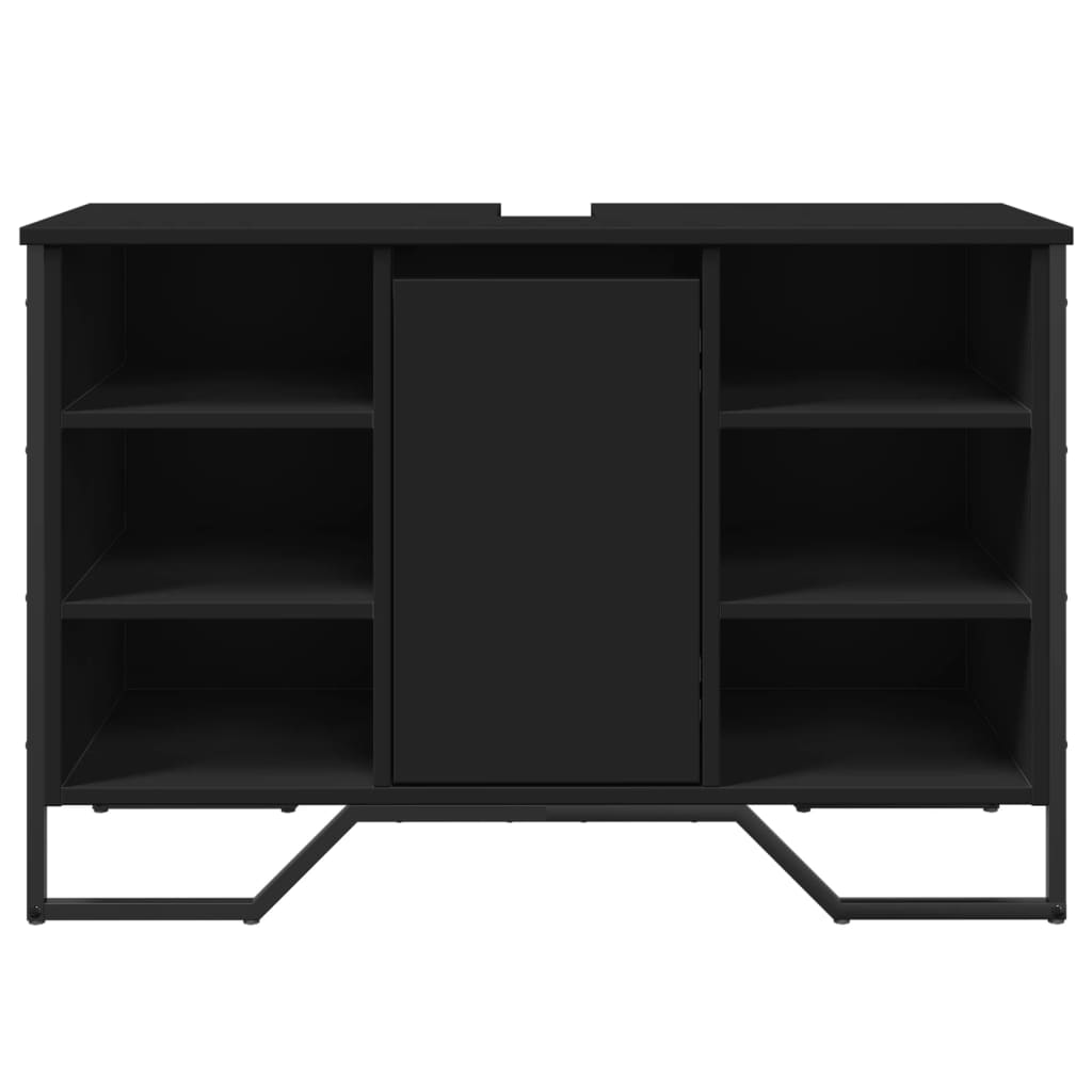 Mobile Lavabo Bagno Nero 91x35x60 cm in Truciolato