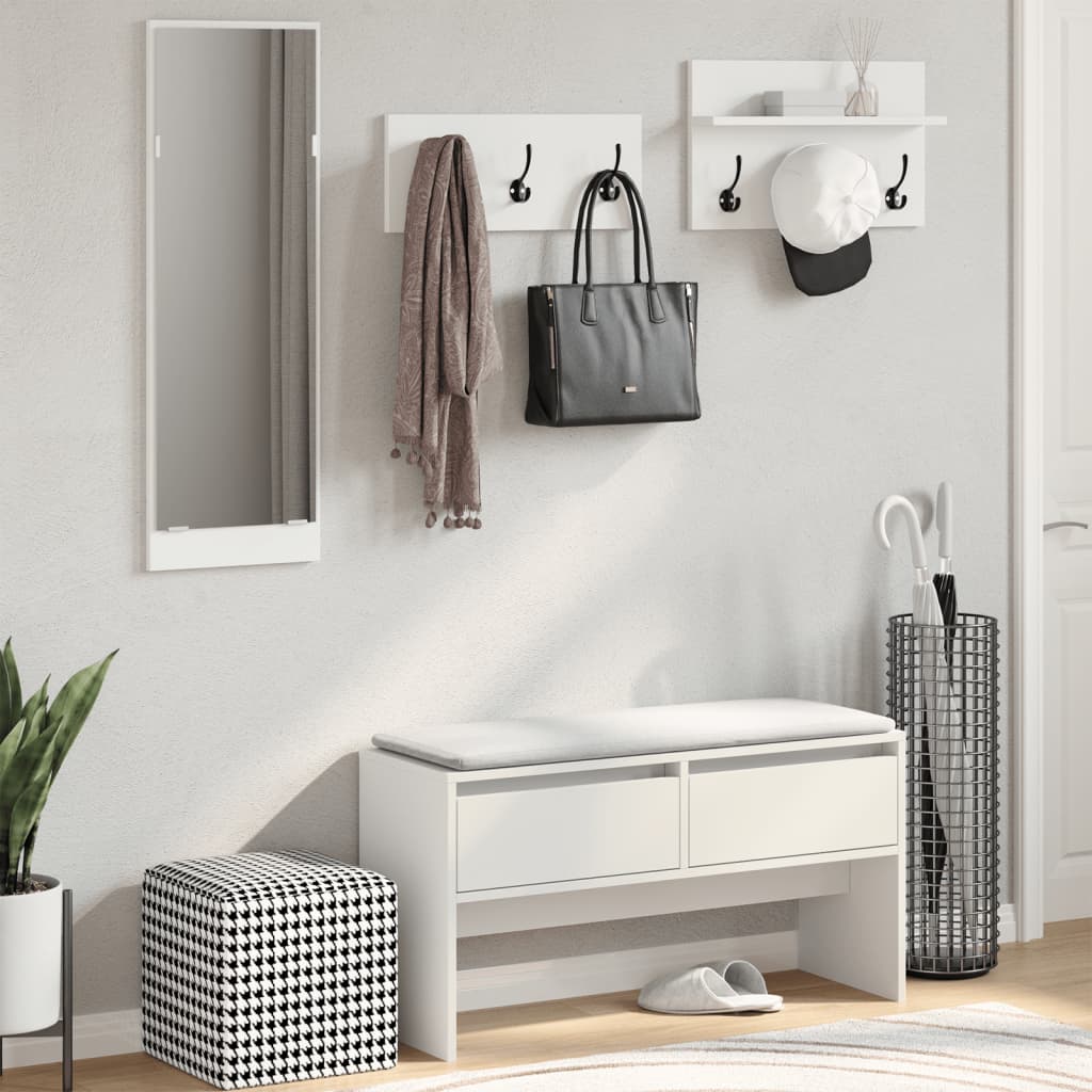 Set Mobili da Ingresso 4 pz Bianco in Legno Multistrato
