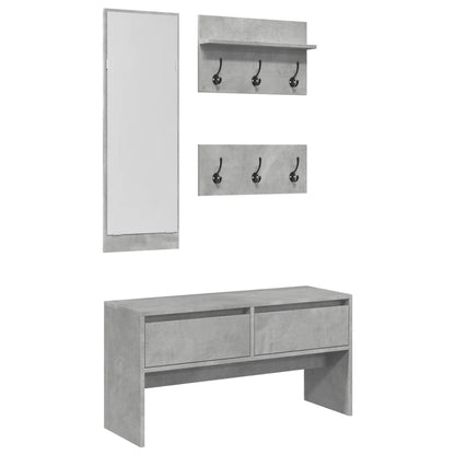 Set Mobili da Ingresso 4 pz Grigio Cemento in Legno Multistrato